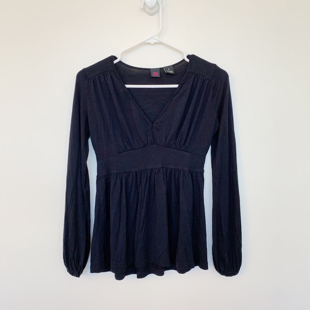 S5A Baby Doll Long Sleeve V-Neck Blouse